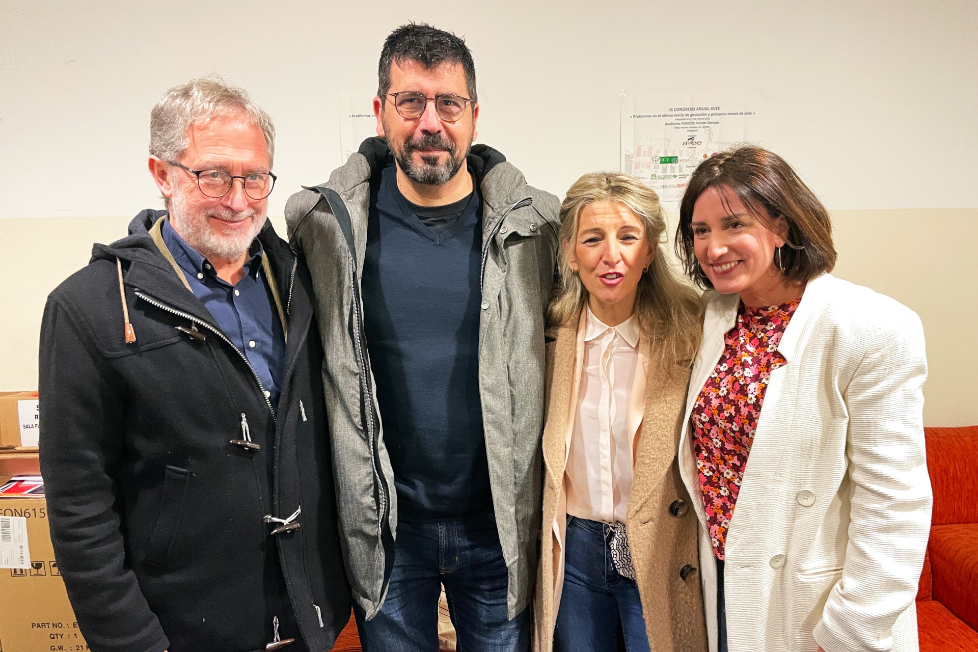 Manuel Saravia, Alberto Bustos, Tolanda Díaz y María Sánchez