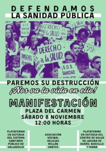 VTLP llama a participar en la manifestación convocada por las plataformas en defensa de la sanidad pública